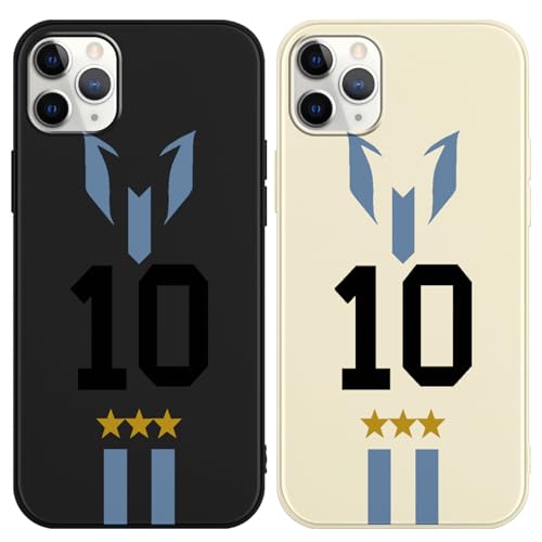 nurkorki 2 Stück Fußball Handyhülle für Hülle iPhone 11 Pro 5.8", Silikon Weich TPU Schutzhülle mit Fußballspieler Soccer Star 10 Design Muster, Stoßfest Kratzfest Bumper Case von nurkorki