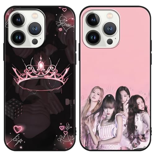 nurkorki 2 Stück Handyhülle für Apple iPhone 12/iPhone 12 pro Hülle 6.1 Zoll, Kpop Sängergruppe Lisa Rose Jenny Jisoo Ästhetik mit Motiv Designs Case Schutzhülle Stoßfest TPU Weich Ultra Dünn Cover von nurkorki