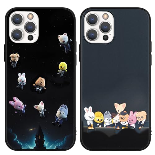 nurkorki 2 Stück Schwarz Handyhülle für Samsung Galaxy A25 5G Hülle 6,5",Kpop Stray Kids Skzoo Muster Design Aesthetic Schutzhülle für Mädchen Frauen Skz Fans Cover,Silikon TPU Stoßfest Case,Mode von nurkorki