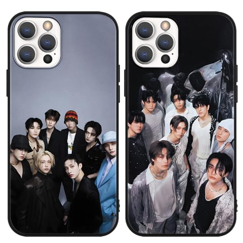 nurkorki 2 Stück Schwarz Handyhülle für iPhone 16 Plus Hülle 6,7",Kpop Stray Kids Skzoo Muster Design Aesthetic Schutzhülle für Mädchen Frauen Skz Fans Cover,Silikon TPU Stoßfest Case,Cartoon von nurkorki