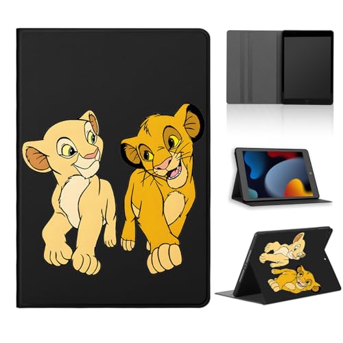 nurkorki Cartoon Tablet Hülle für Samsung Galaxy Tab A7 10,4" 2020 SM-T500/T505/T507,Ultra Dünn Weiches Schwarz TPU Cute Anime Lion Löwe Muster Flip PU Leder mit Standfunktion Stoßfest Case,Cartoon von nurkorki