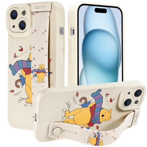 nurkorki Handyhülle für Xiaomi 14T 5G Hülle 6,67" mit Wrist Strap,Schutzhülle mit Cute Kawaii Bear Anime Cartoon Muster Wristband Verstellbares Ständer Case Silicone Bumper Cover,Kawaii von nurkorki