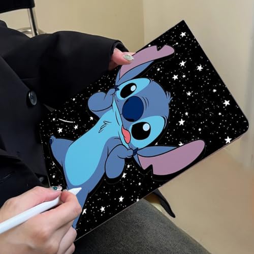 nurkorki Schwarz Tablet Hülle für Samsung Galaxy Tab S9 FE Plus 12,4" (SM-X610/SM-X616B),PU Leder Tasche Schutzhülle mit Cartoon Anime Muster,Gefalteter Ständer,Stoßfeste Tablet Schutzhülle,Cute 06 von nurkorki