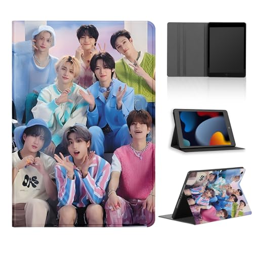 nurkorki Tablet Hülle für Huawei Mediapad T5 10,1",Schutzhülle mit Kpop Stray Kids Skzoo Muster Ästhetik Design Cover für Mädchen Skz Fans,PU Leder Flip Stoßfeste Schwarz Tablet Case,Fashion von nurkorki