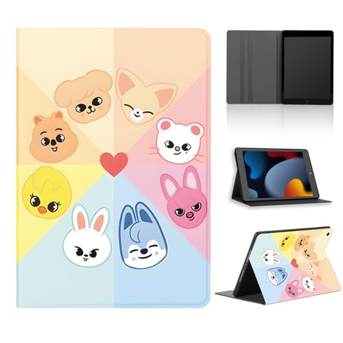 nurkorki Tablet Hülle für Samsung Galaxy Tab A 10,5",Schutzhülle mit Kpop Stray Kids Skzoo Muster Ästhetik Design Cover für Mädchen Skz Fans,PU Leder Flip Stoßfeste Schwarz Tablet Case,Animal von nurkorki