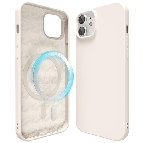 oakxco für iPhone 12/ iPhone 12 Pro Hülle Silikon Case mit Magsafe Laden, Dünn Bunt Magnetisch Handyhülle Stoßfest Matt Gummi, Weich Kratzfest Schutz Einfarbig Frauen Handy Hülle, Beige Titan von oakxco