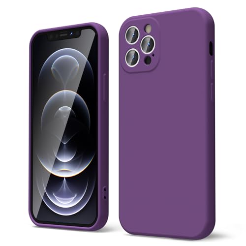 oakxco für iPhone 12 Pro Max Hülle Silikon Case, Dünn Schutz Gummi Original Handyhülle, Weich Slim Matt TPU Kameraschutz Stoßfest rutschfest Schutzhülle, für Frauen Damen Mädchen, Violett Lila von oakxco