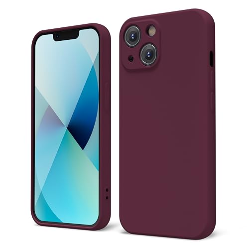 oakxco für iPhone 13 Mini Hülle Silikon Case, Dünn Gummi Gel Original Farbig Schutz Handyhülle, Weich Slim Matt Leicht TPU Stoßfest Kameraschutz Schutzhülle Schale, Weinrot von oakxco