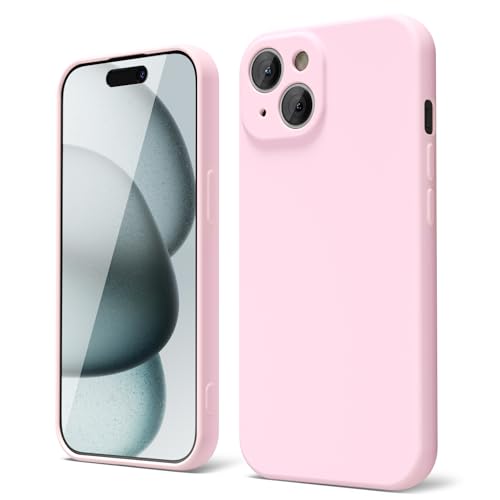 oakxco für iPhone 15 Hülle Silikon Case, Dünn Gummi Gel Original Farbig Schutz Handyhülle, Weich Slim Matt Leicht TPU Stoßfest Kameraschutz Schutzhülle Schale, Rosa von oakxco