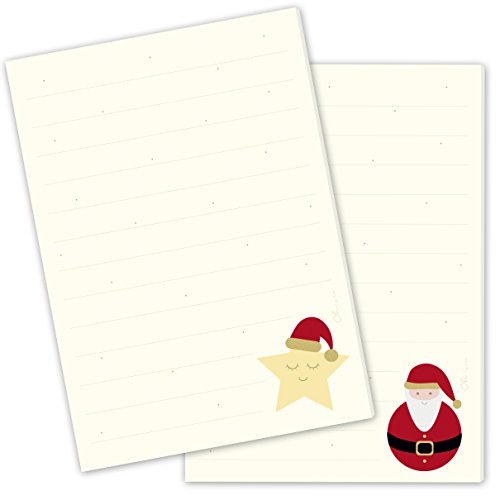 2 x Schreibblock/Briefblock "WEIHNACHTSSTERN" & "WEIHNACHTSMANN" DIN A5 liniert mit jeweils 50 Blatt/Briefpapier Weihnachten/Briefpapier Set Weihnachten/Wunschzettel von ohmydeer