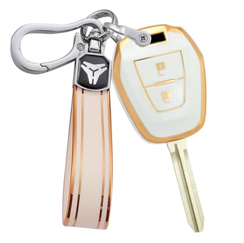 ontto Schlüsselanhänger Shell TPU Protector Fit für Isuzu Key Cover Key Case Key Holder Beige Small von ontto