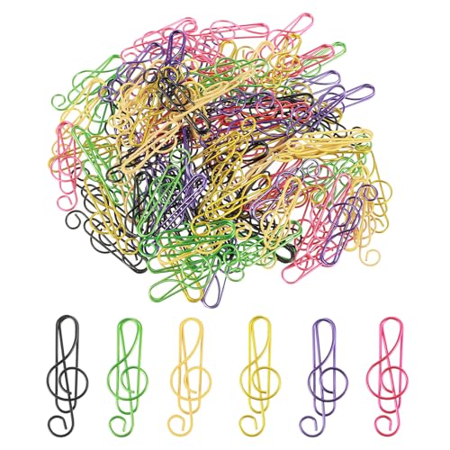 Oruola Niedliche Büroklammern, Musik-Büroklammern, 6 Farben, Metall, Musiknoten, Büroklammern, Musiklehrer-Zubehör, lustige Büroklammern für Schreibtisch, Lesezeichen, Büro, Schule, Notizbuch, von oruola