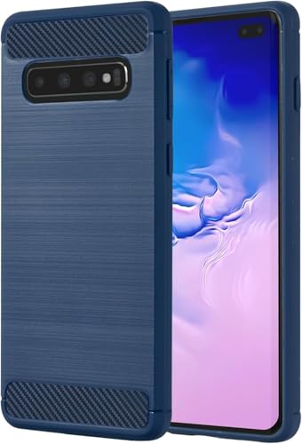 owlhold für Samsung Galaxy S10 Plus Hülle, Karbonfaser Design Handyhülle Dünne Weiche TPU Silikon Material Schutzhülle stoßfeste Case Kratzfeste Cover für Samsung Galaxy S10 Plus (Blau) von owlhold