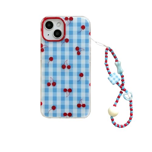 owwiktten Schutzhülle für iPhone 16 Pro 16 cm (6,3 Zoll), mit Handy-Charm, niedliches Retro, trendiges Obst-Kawaii-Design, Schutzhülle und ästhetische Kette für iPhone 16 Pro, 16 cm (6,3 Zoll), von owwiktten