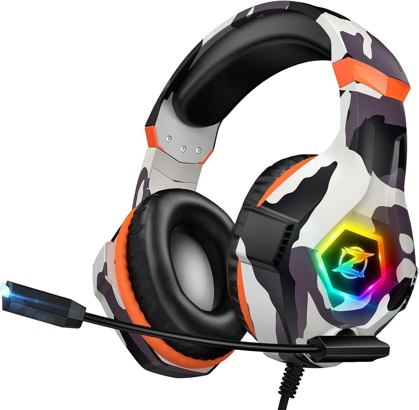 ozeino mit Mikrofon, Stereo Sound und RGB Light 50-mm-Treiber, Stereo, Bass Gaming-Headset (Tauchen Sie ein in lebendige RGB-Lichteffekte für eine beeindruckende Gaming-Atmosphäre., mit Geräuschunterdrückung, verstellbar) von ozeino