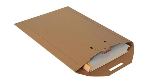 600x Buchverpackung Versandkarton Buchbox-Versandtasche 353 x 250 mm A4plus Steckverschluss 500g/qm Braun von packster