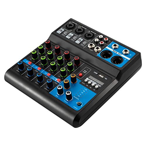 Mischpult DJ Mixer für PC USBBluetooth | Mini Audio Sound Mixer Soundboard Console System, Live DJ Mischer Studio Streaming für Professionelle Aufnahmen von panfudongk