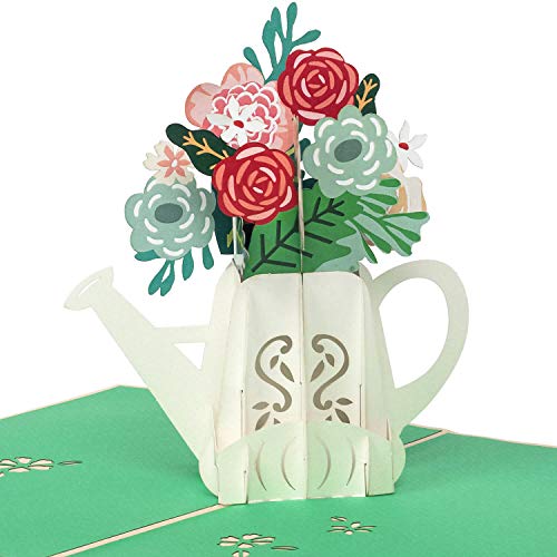 Pop-Up Karte „Blumen in Gießkanne“ - 3D Blumenkarte für Frau als Gutschein, Geschenk für Garten & Ostern - Handgemachte Geburtstagskarte für Gartenliebhaber & Gartenfreunde, Frühlingskarte von papercrush