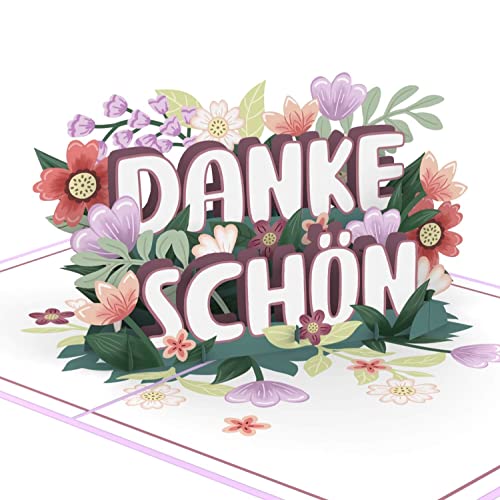 papercrush® Pop-Up Karte Dankeschön - 3D Dankeskarte mit Blumen zum Danke sagen (Verabschiedung von Kollegen, Geschenk für Lehrerin, Erzieherin, Hebamme & Postbote), Vielen Dank für alles Karte von papercrush