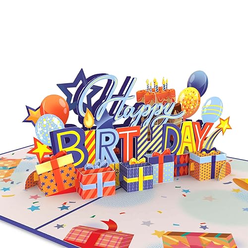 papercrush® Pop-Up Karte Happy Birthday (Blau) [NEU!] – Lustige 3D Geburtstagskarte für Kinder (Jungen & Mädchen), Frauen & Männer - besondere Glückwunschkarte als Geldgeschenk zum Geburtstag von papercrush