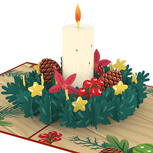 papercrush® Pop-Up Karte Weihnachten Adventskranz - 3D Weihnachtskarte für Adventszeit mit Kerze für Frauen (Freundin, Mama, Oma) - Handgemachte Popup Weihnachtsgrußkarte inkl. Umschlag von papercrush