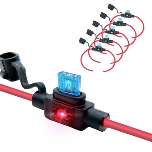 parts PTT 5 Pack wasserdichte Teile, entsprechen dem IP67-Standard, ASP Mini Flachsicherungshalter mit LED, 12 AWG für Auto und Marine parts PTT 5 Pack wasserdichte Teile, entsprechen dem IP67-Standard, ASP Mini Flachsicherungshalter mit LED, 12 AWG für Auto und Marine von parts PTT