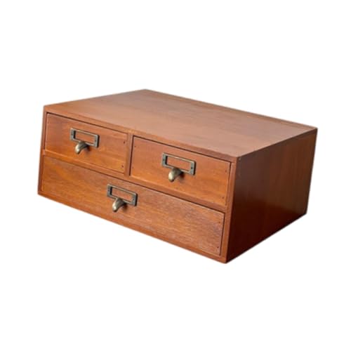 perfk Schreibtisch Schubladen Organizer Tabletop Schubladen Stapelbares Eitelkeit Kosmetischer Aufbewahrungsbox Holzspeicherbox für Arbeitsplatten, Braun von perfk