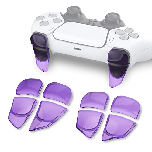 PlayVital 2 Paar Erweiterung Trigger Schultertasten für ps5 Controller, Adjusters für PS Portal Remote Player, Spiel Verbesserung Adjuster Tasten für PS5 Edge Controller-Transparent Violett von playvital