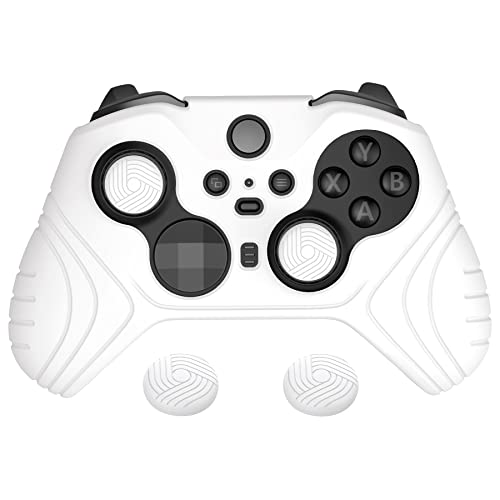 PlayVital Hülle für Xbox Elite Wireless Controller Series 2,Case Anti-Rutsche Schutzhülle ergonomische Hülle Cover & Thumbstick Kappen für Xbox Elite Series 2(Samurai Edition,Weiß) von playvital