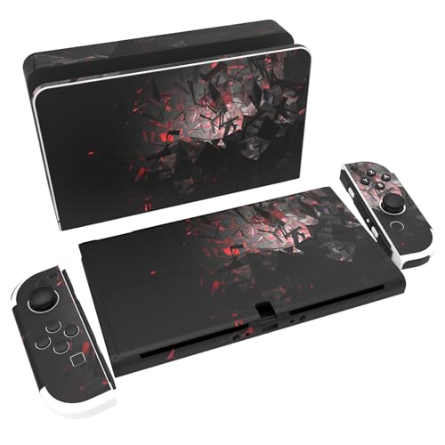 PlayVital Skin Sticker für Nintendo Switch OLED,Aufkleber Sticker Decal Folie Abziehbild Skin Faceplates Klebefolie für Switch OLED Konsole&Joy Con&Dock&Grip(Fragmentierter Raum) von playvital