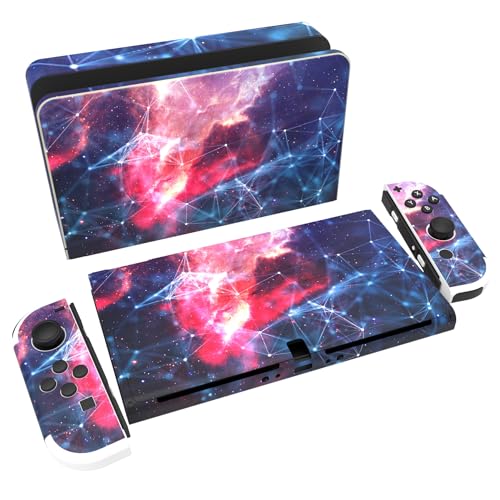 PlayVital Skin Sticker für Nintendo Switch OLED Modell,Aufkleber Sticker Decal Folie Abziehbild Faceplates Klebefolie für Switch OLED Konsole&Joy Con&Dock&Grip(Galaxie Weltraum) von playvital