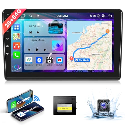 2+64G 9'' Android Autoradio Wireless Carplay Für FIAT Ducato/Peugeot Boxer/Citroen Jumper Android Auto Bluetooth mit Bildschirm mit Navi mit AHD Rückfahrkamera HiFi Bluetooth/RDS/FM Radio von podofo