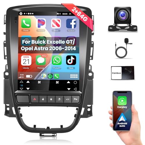 【2+64G】Podofo 9.7’’ Autoradio 2 Din Für Buick Excelle 2010-2014/ Opel Astra J 2005-2019 Carplay Wireless Android Auto,WIFI/GPS,Android 13 Radio Bluetooth mit Bildschirm AHD Rückfahrkamera,HI FI RDS/FM von podofo