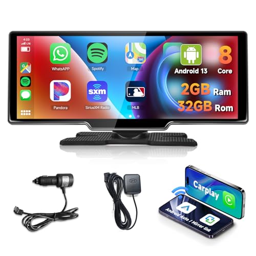 【8-Core 2+32G】 Podofo Tragbares Autoradio mit Android System 10.26'' Bildschirm Wireless Carplay Android Auto YouTube GPS Mirror Link Für IOS Und Android USB/Bluetooth/FM Transmitter/AUX/SD Eingang von podofo