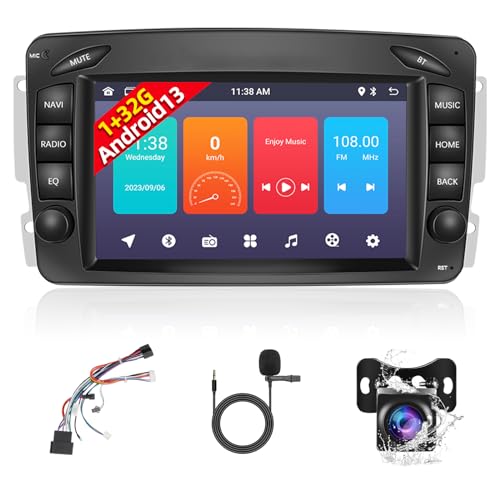 Podofo Android 13.0 Autoradio für Mercedes Benz G CLK SLK C E Klasse Viano Vito Vaneo W209 W203 W170 W210 W463 7 Zoll Touchscreen Stereo 1G+32G mit Bluetooth WiFi FM RDS Canbus+AHD Kamera+Mikrofon von podofo