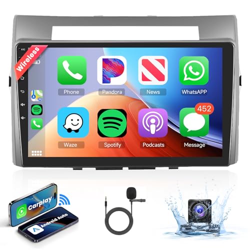 Podofo Wireless Carplay 9'' Autoradio 2 Din Android Auto für Toyota Corolla Verso AR10 2004-2009 1+32G Bluetooth mit Bildschirm mit AHD Rückfahrkamera HiFi Bluetooth/RDS/FM Radio/DVR/DAB von podofo