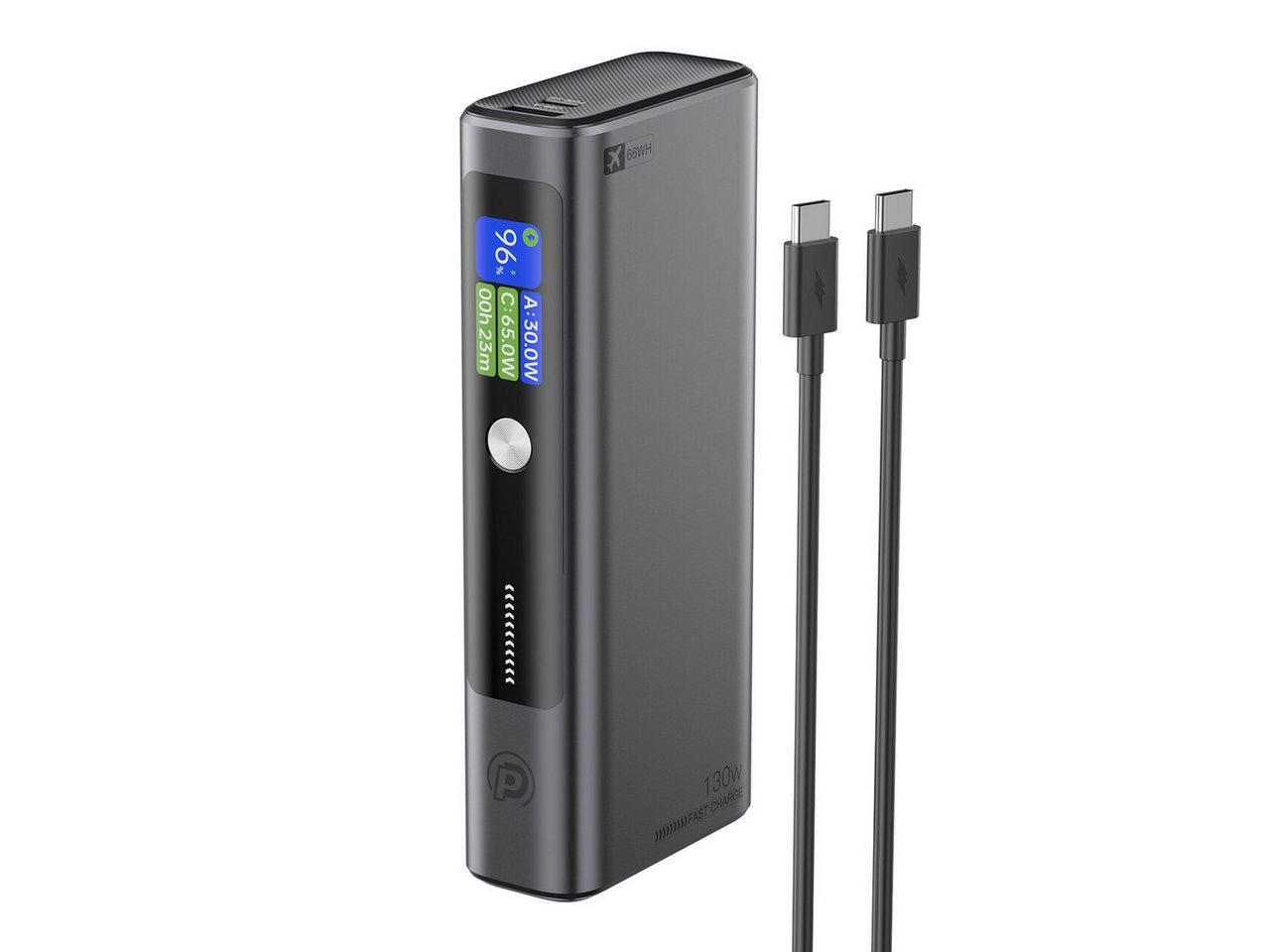 poweradd pro 130W Powerbank 18400 mAh Laptop-Ladegerät, 3-Port-Externer Akku, Powerbank 18400 mAh (1 St), Smart Digital Display, Kompatibel mit iPhone 16/15/14 Serie, Samsung von poweradd pro