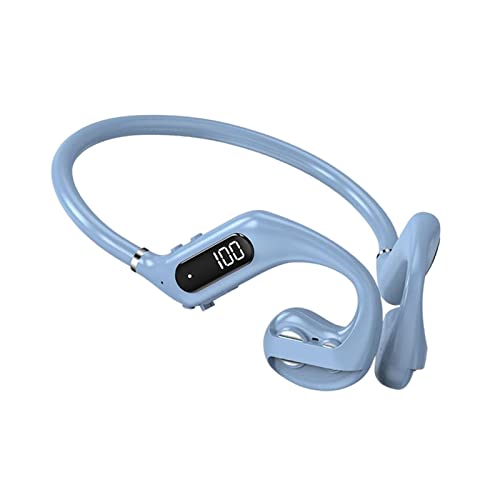 predolo Open-Ear-Kopfhörer, kabellose Kopfhörer, LED-Display-Stereo mit Mikrofon, schweißfestes V5.3-Sport-Headset, Sport-Kopfhörer zum Laufen, Training, Blau von predolo