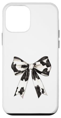 Ästhetische Schleife mit Kuhdruck || Kuhdruck schwarz-weißes Design Hülle für iPhone 12 mini von pretty Cow Print cute ribbons and cow theme