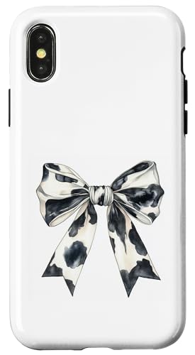 Ästhetische Schleife mit Kuhdruck || Kuhdruck schwarz-weißes Design Hülle für iPhone X/XS von pretty Cow Print cute ribbons and cow theme