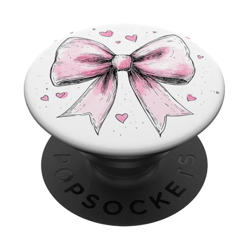 Ästhetische rosa Schleife || Herz Liebe romantisches Herz || mädchenhaft PopSockets Klebender PopGrip von pretty pink cute ribbons and heart theme