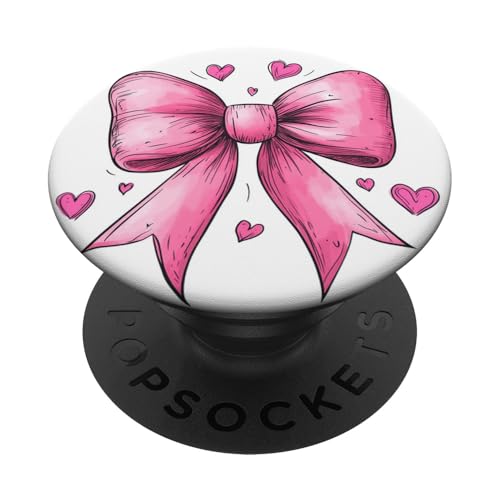 Girly || Ästhetische rosa Schleife || Herz Liebe romantisches Herz PopSockets Klebender PopGrip von pretty pink cute ribbons and heart theme