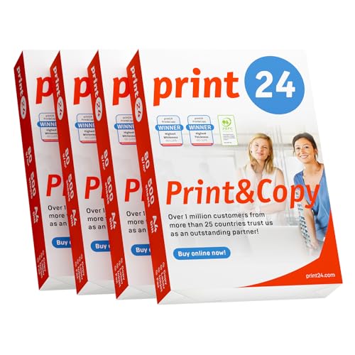 print24 Druckerpapier Kopierpapier 2000 Blatt 4 x 500 A4 80g Premium Weiß Testsieger PEFC von print24