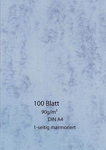 Marmor-Papier 100 Blatt - einseitig - blau - 90g - A4 von pripa