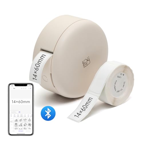 prt H11 Bluetooth Beschriftungsgerät Selbstklebend, Tragbarer Mini Etikettiergerät, USB Aufladen Etikettendrucker, labelmaker für Zuhause, Büro, Datum, Name, Kompatibel iOS & Android，Beige von prt