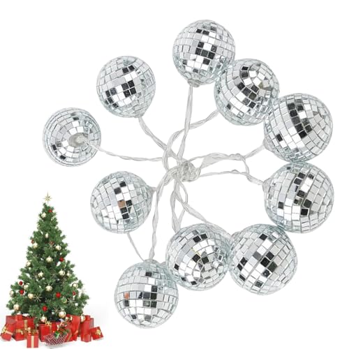 puzzlegame Discokugel-Ornament-Licht, Disco-Spiegelkugel-Lichterkette,10 Stück LED-Kugellicht | Discokugel-Ornamente, Baumlichtkugeln, 70er-Jahre-Disco-Partyzubehör, Spiegel, Discokugel, von puzzlegame