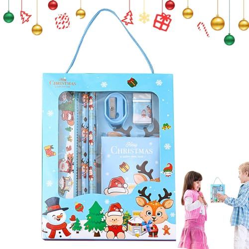 puzzlegame Weihnachts-Schulbriefpapier-Set, Weihnachts-Briefpapier-Partygeschenk | Weihnachts-Briefpapier-Set mit 6 Stück | Festliche Schreibwaren in mehreren Farben, niedliche Weihnachtsgeschenke für von puzzlegame