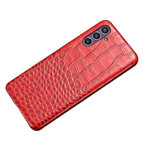 qichenlu Luxus Krokodil Optik Rot Echtleder Backcover für Samsung Galaxy S23 Plus,Echte Lederhülle Innenfutter Kratzschutz Business Hardcase von qichenlu