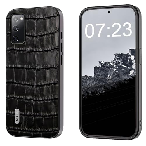 qichenlu S20 FE 5G Echtleder Backcover,【Geprägtes Krokodil Muster, Robustes Rindsleder】 Stoßfest Rand Ecken Schutz Ledercase Tasche Handy Hülle für Samsung Galaxy S20 FE 5G,Schwarz von qichenlu