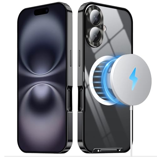 qichenlu Stoßfest Metall Bumper Case kompatibel mit MagSafe kompatibel mit iPhone 16,Schwarz Luftfarht Aluminium Rahmen Halbdurchsichtig Backcover Rückseite Kamera Linsenglas Schutz Magnetische Hülle qichenlu Stoßfest Metall Bumper Case kompatibel mit MagSafe kompatibel mit iPhone 16,Schwarz Luftfarht Aluminium Rahmen Halbdurchsichtig Backcover Rückseite Kamera Linsenglas Schutz Magnetische Hülle von qichenlu